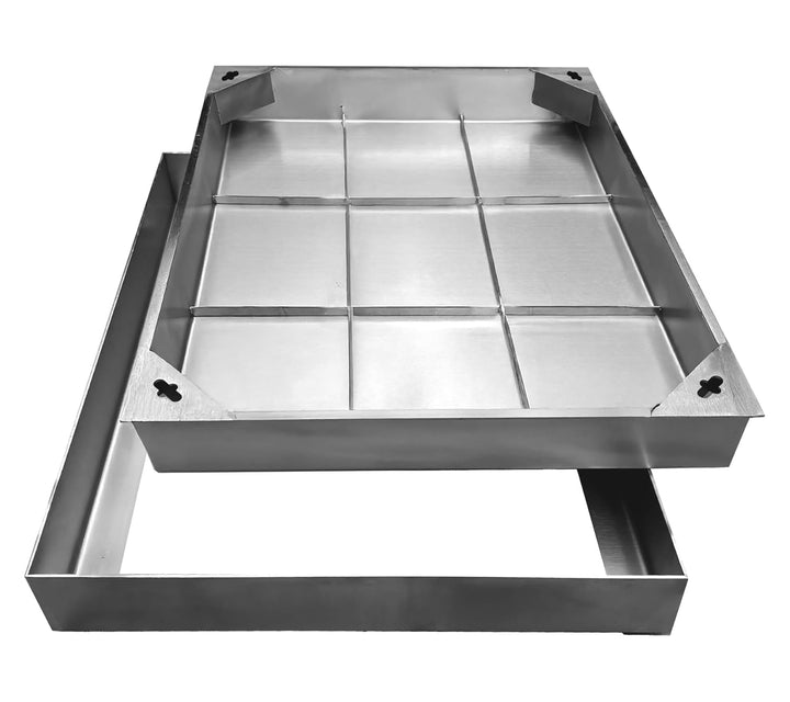 Schachtabdeckung Edelstahl V2A Lichte Weite: 600x450 mm | H: 60 mm Lichte Weite: 600 x 450 mm, Licht