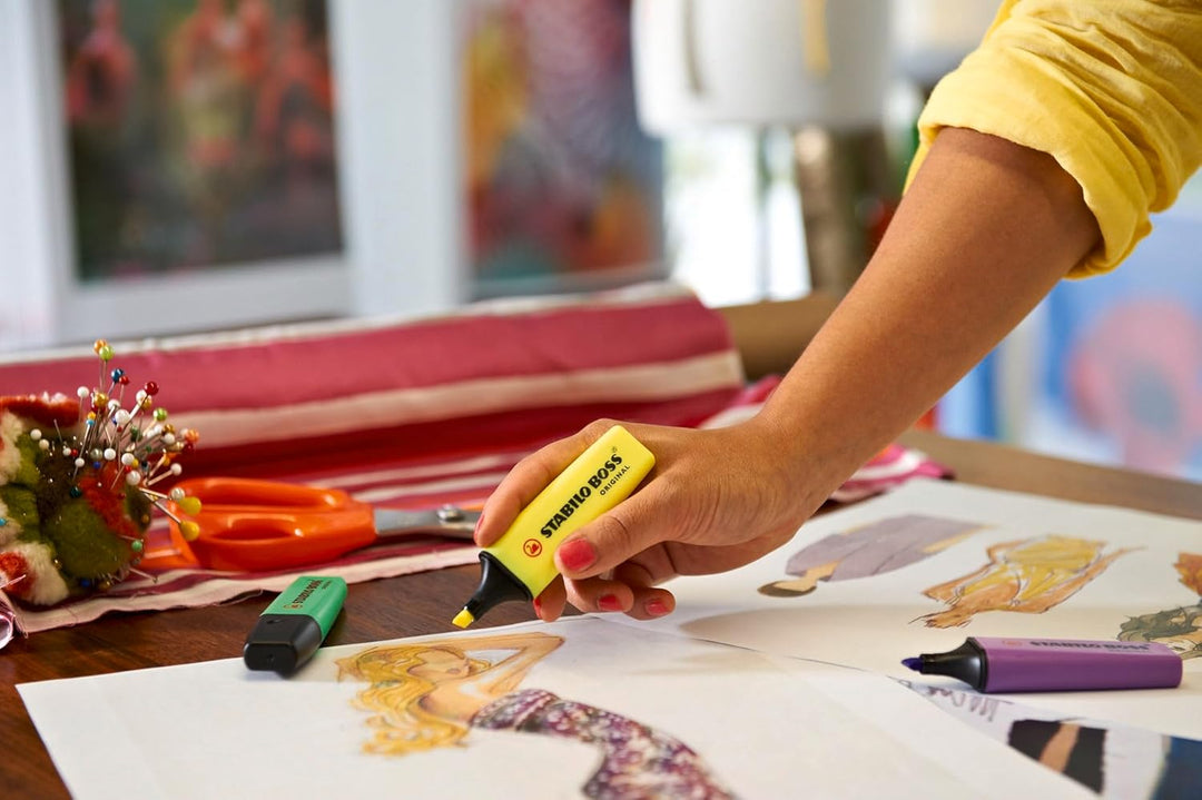 Textmarker - STABILO BOSS ORIGINAL - 15er Tischset - mit 9 Leuchtfarben & 6 Pastellfarben, 15er Tisc