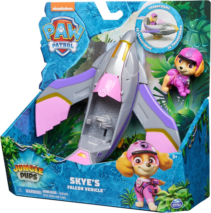 PAW PATROL Jungle Pups – Falken-Fahrzeug mit Skye-Figur (Basis Fahrzeug), Spielzeug für Kinder ab 3