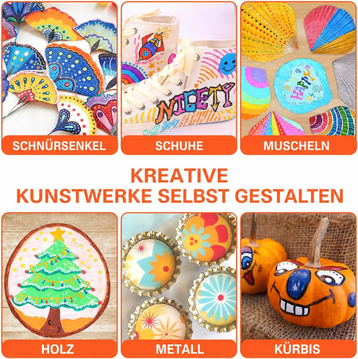 NICETY 60PCS Acrylstifte für Steine Wasserfest - Dual Tip Acrylmarker Multimarker für Steine Bemalen