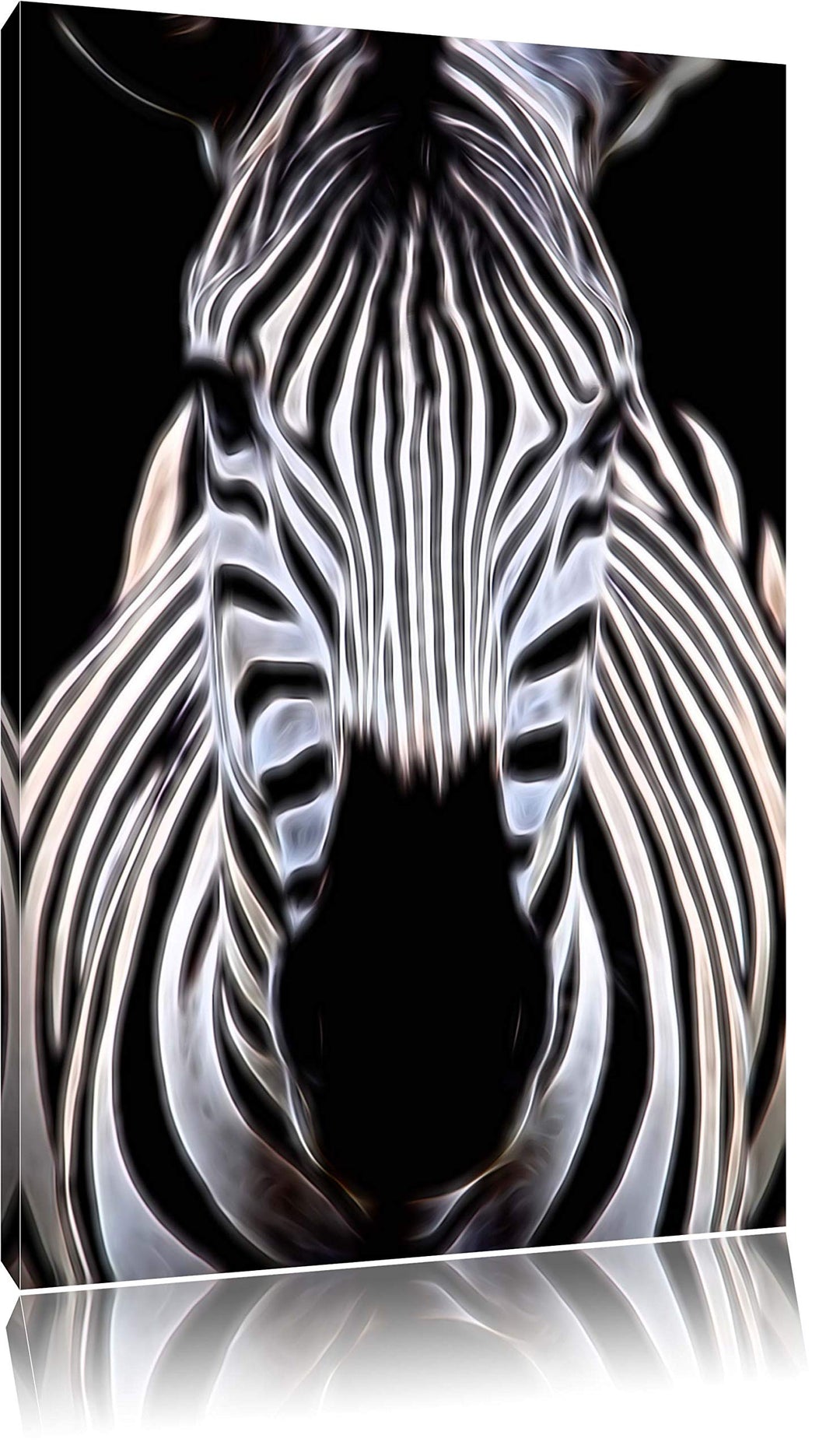 Dark Zebra Porträt Deluxe Format: 100x70 cm auf Leinwand, XXL riesige Bilder fertig gerahmt mit Keil