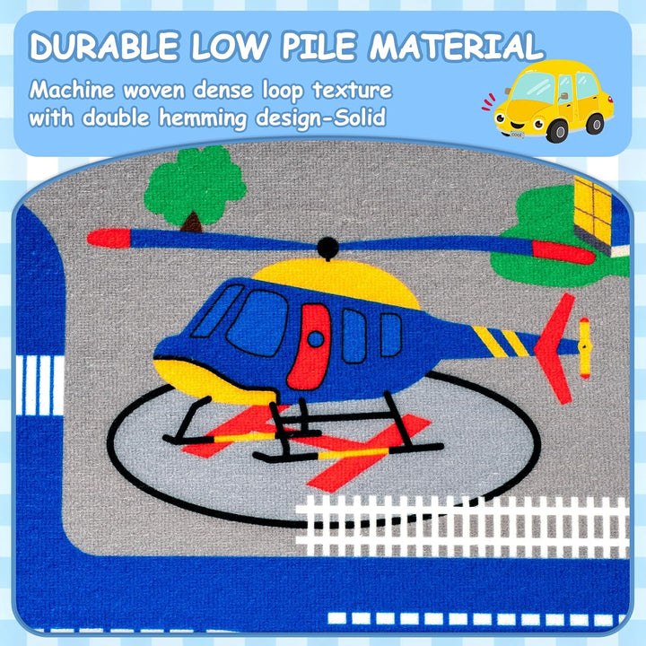 Capslpad Kinder Teppich Spielteppich für Kinder Stadt 100x160cm rutschfest Kinderteppich Spielmatte