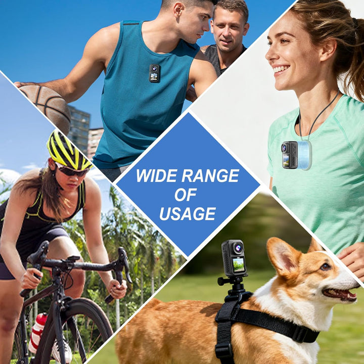 Action Cam 5K,Mini Sportkamera WiFi mit 64G Speicherkarte,Wasserdichter Körperkamera Mit Doppelseiti