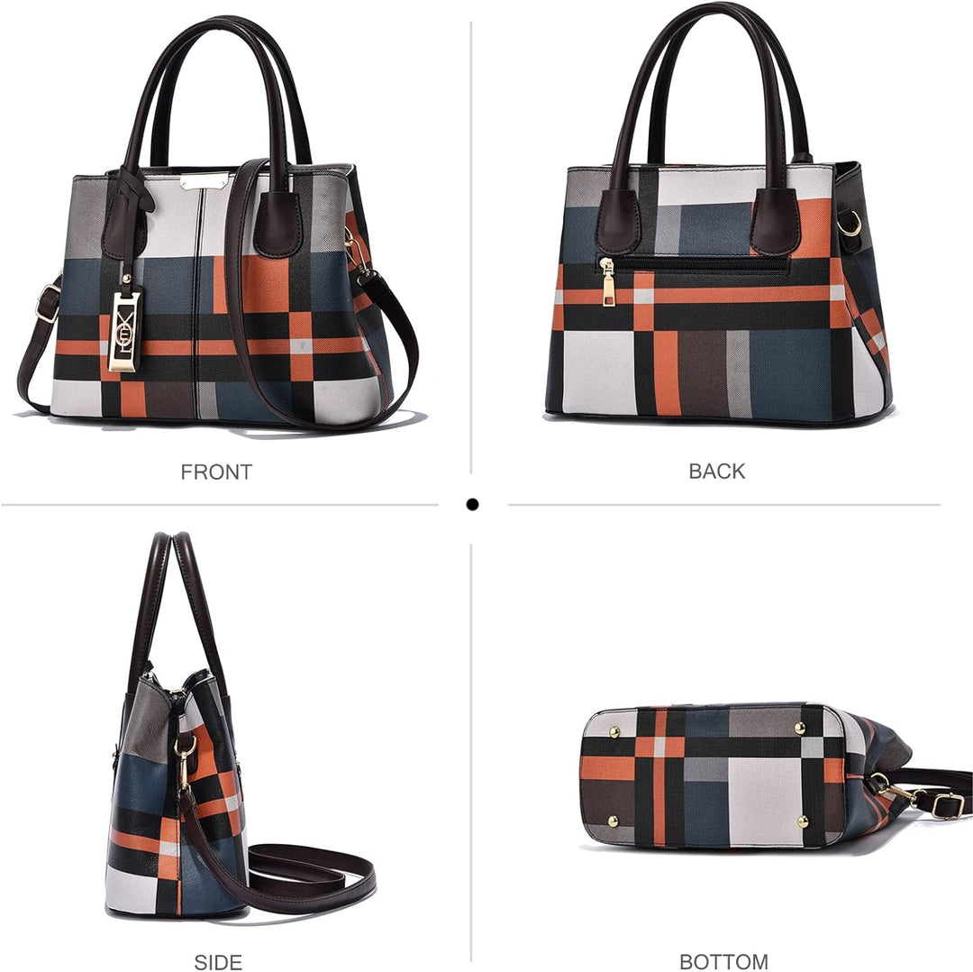NICOLE & DORIS Mode Handtasche Damen Klassische Handtasche Karierte Tasche PU Leder Schultertasche H