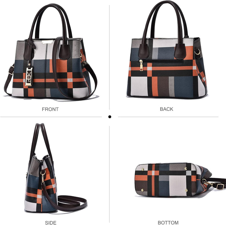 NICOLE & DORIS Mode Handtasche Damen Klassische Handtasche Karierte Tasche PU Leder Schultertasche H