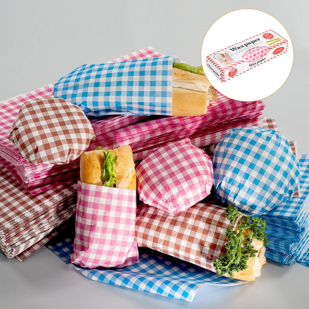 QUARKZMAN 100 Stück Quadratische Herz Muster Wachspapier Blätter 9,84" x 8,46" Öl-absorbierendes Tro