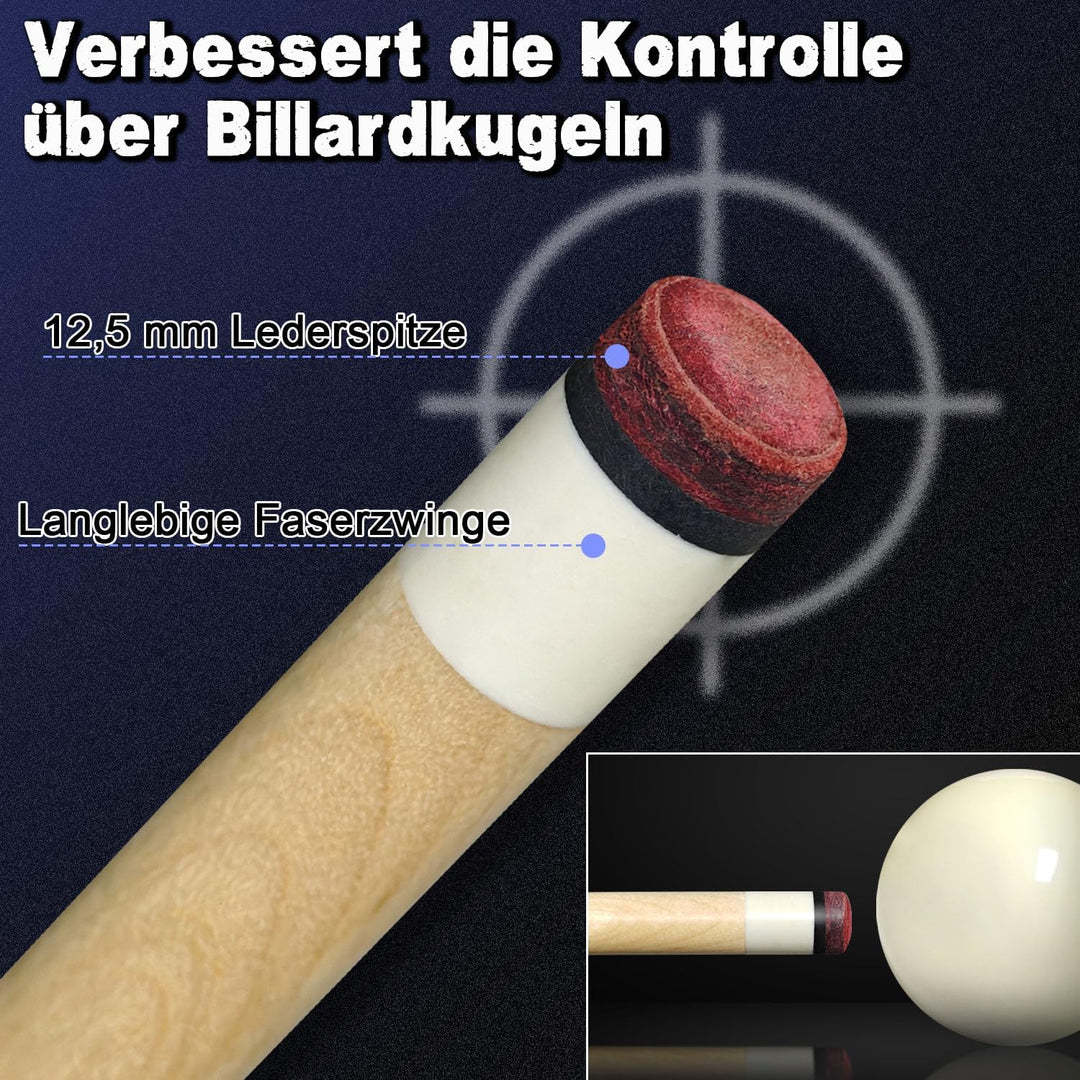 Pool Cue Stick Billard Queue,58“ Pool-Billardqueue BillardStock 12,5 mm Lederspitze Cue Sticks for P
