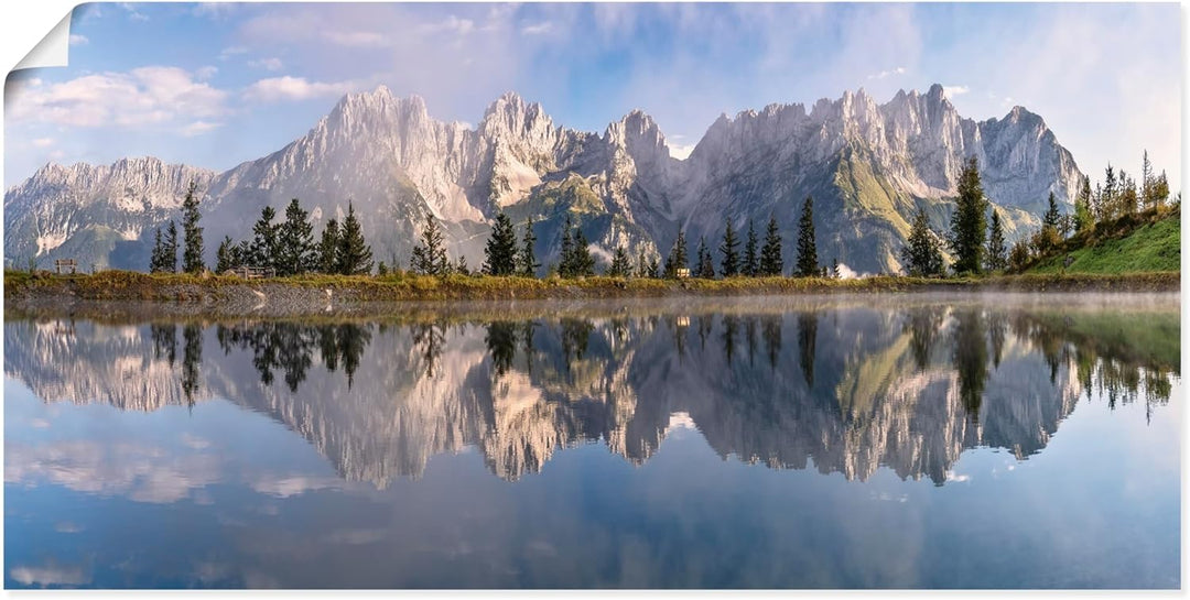 ARTland Poster Kunstdruck Wandposter Bild ohne Rahmen 100x50 cm Querformat Landschaft Berge Alpen Bä