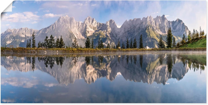 ARTland Poster Kunstdruck Wandposter Bild ohne Rahmen 100x50 cm Querformat Landschaft Berge Alpen Bä