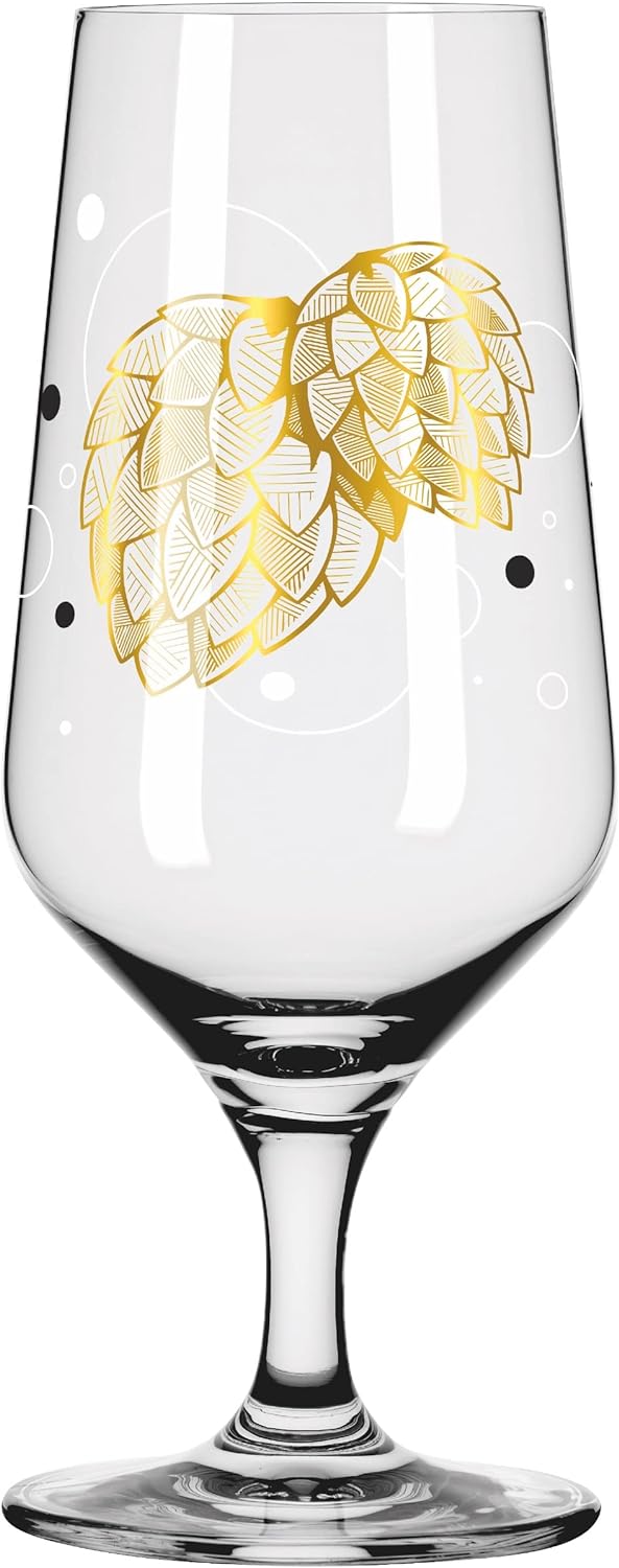 Ritzenhoff 3471001 Bierglas 300 ml – 2er Set – Serie Brauchzeit, Motiv Nr. 1 – Hopfen, mehrfarbig –