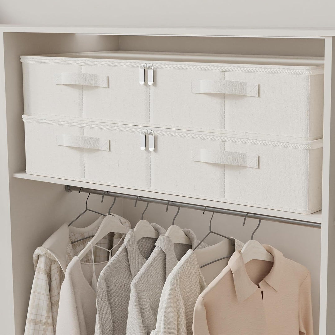 Unterbett Aufbewahrungsboxen aus Stoff, Faltbare Organizer Box mit Reissverschluss, Boxen mit Deckel