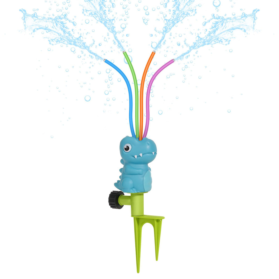 MoKo Wassersprinkler für Kinder, Dinosaurier Outdoor Wasserspielzeug, Schwimmbad Spielzeug mit 4 Fle