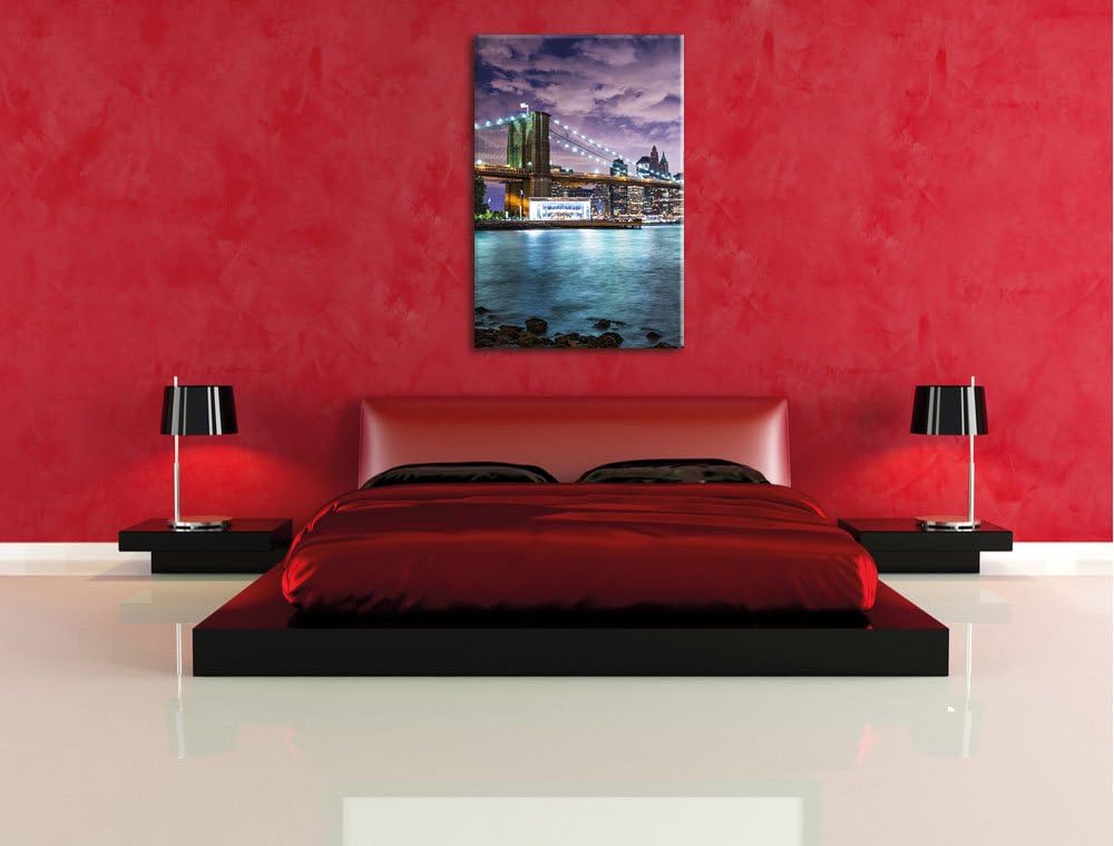 Skyline New York, Format: 100x70 auf Leinwand, XXL riesige Bilder fertig gerahmt mit Keilrahmen, Kun