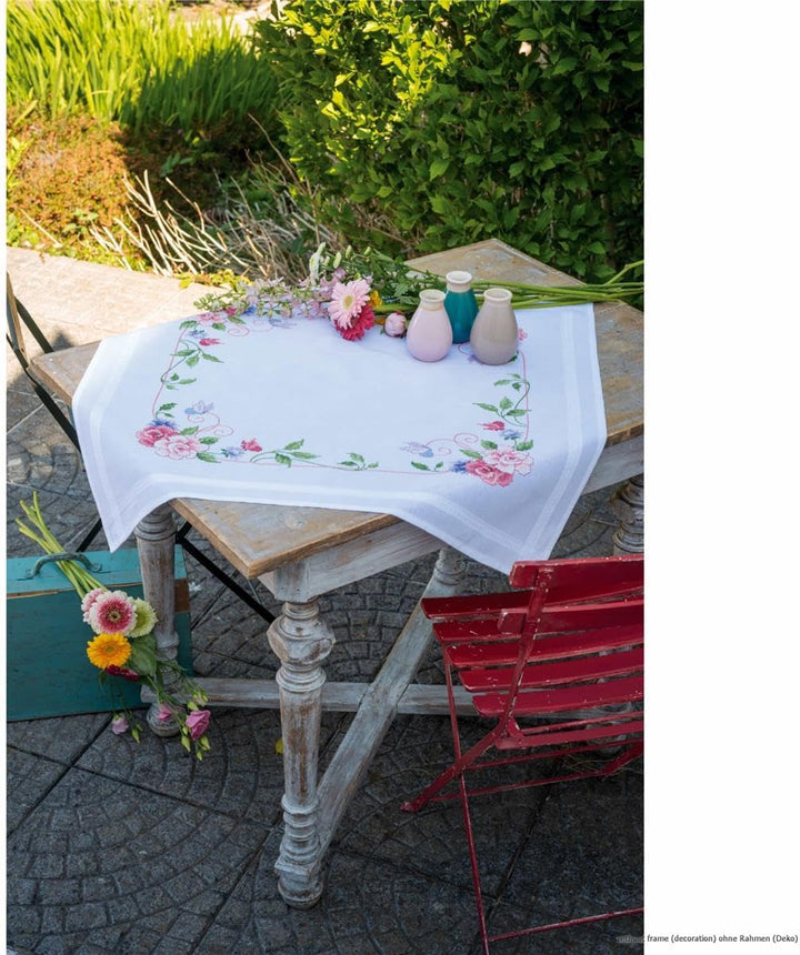 Vervaco PN-0164449 Bedruckte Tischdecke Kreuzstichset, Mehrfarbig, 80x80cm