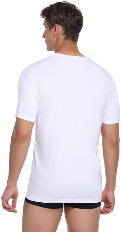 COLORFULLEAF 3/5er Pack Bambus T-Shirt Herren V Ausschnitt/Rundhals Stretch Unterhemd Männer Einfarb