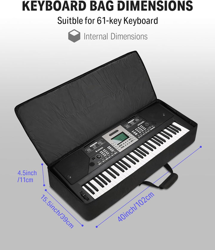 Donner Keyboardtasche 61 Tasten, 104 x 41 x 13 cm wasserdichte Keyboard Tasche 10 mm Dicke Polsterun