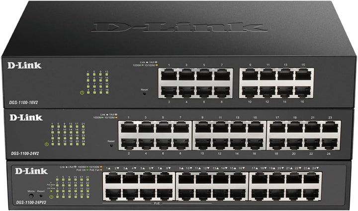 D-Link DGS-1100-16V2 16-Port Gigabit Smart Switch (10/100/1000 Mbit/S, Einfache Plug & PLAY-Installa