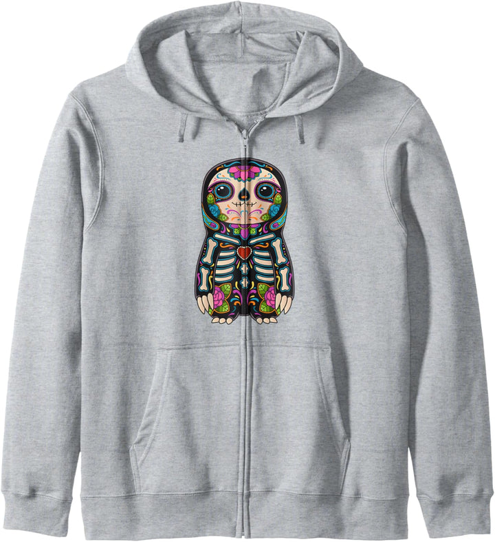 Faultier Zuckerschädel Mexiko Calavera Dia De Los Muertos Kapuzenjacke