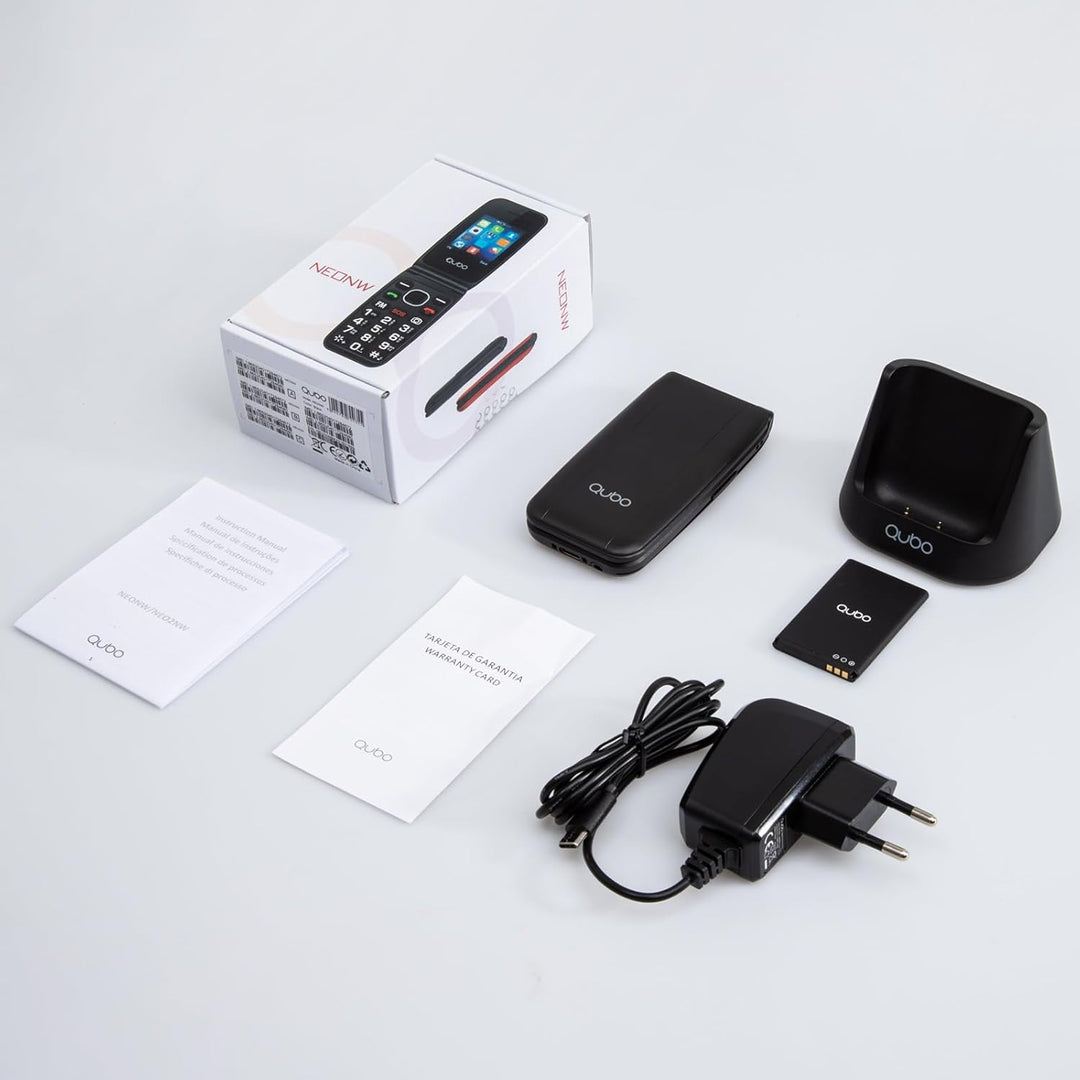 Qubo Flip Phone for Seniors with Charge Station,Simlock-Free Senior Mobile Phone Folding Mobile Phon
