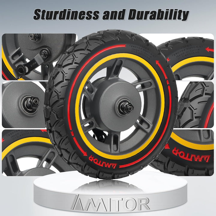 für Ninebot MAX G30 Vorderrad Komplettrad mit 60/70-6.5 Reifen Vollgummi, All-in-One 10x2.50-6.5 Vol