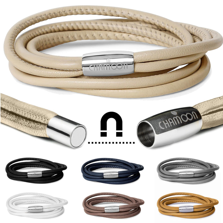 CHAMOON® Premium Lederarmband für Damen | Besonders fein & weich | Praktischer Magnetverschluss aus