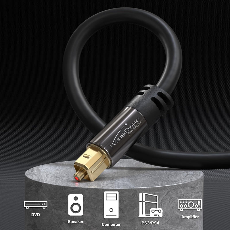 KabelDirekt – 2x TOSLINK-Kabel, optisches Audiokabel – 3 m – Glasfaserkabel für Soundbar (TOSLINK au