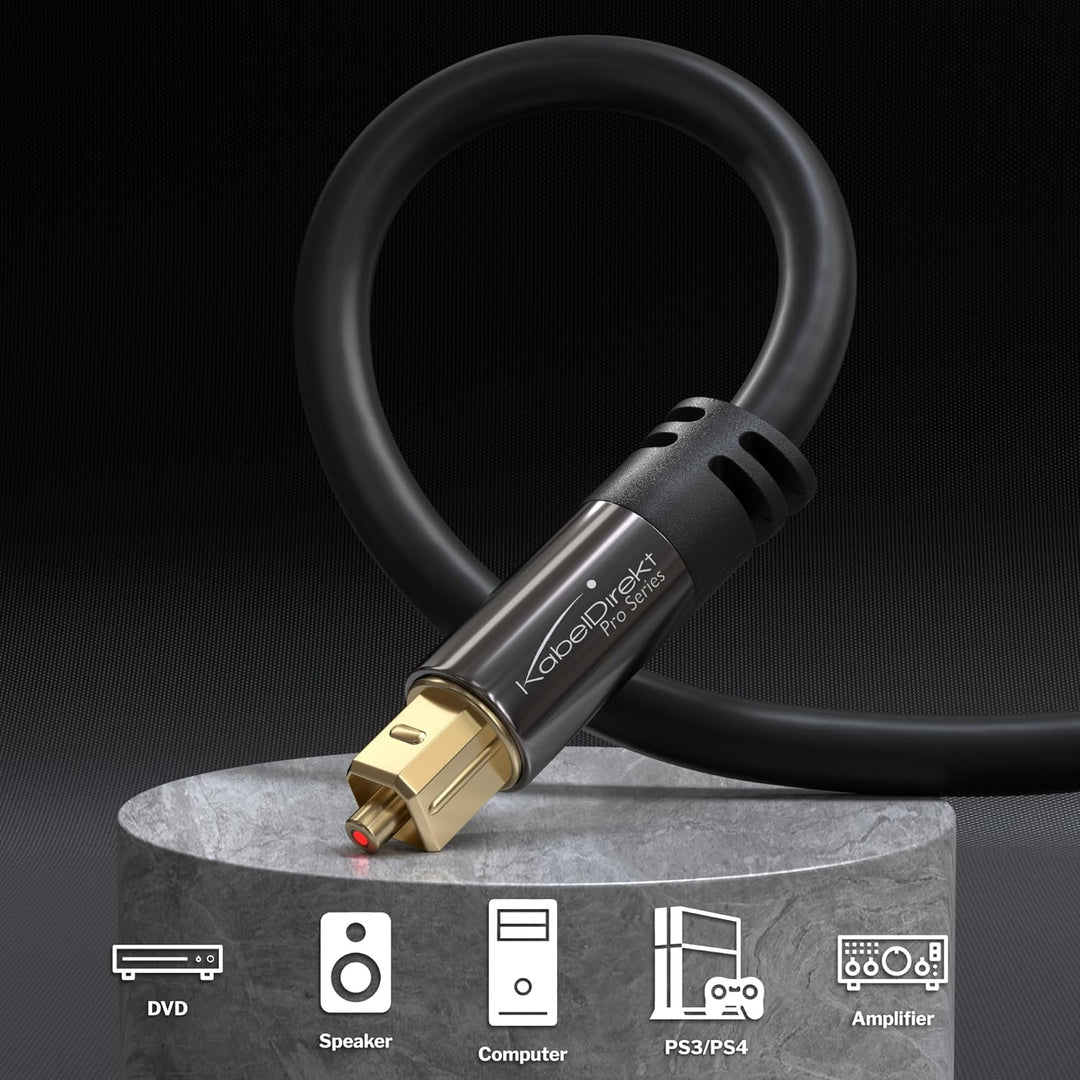 KabelDirekt – 5x TOSLINK-Kabel, optisches Audiokabel – 5 m – Glasfaserkabel für Soundbar (TOSLINK au