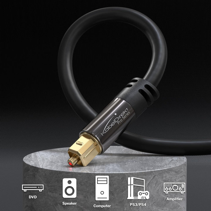 KabelDirekt – 5x TOSLINK-Kabel, optisches Audiokabel – 5 m – Glasfaserkabel für Soundbar (TOSLINK au