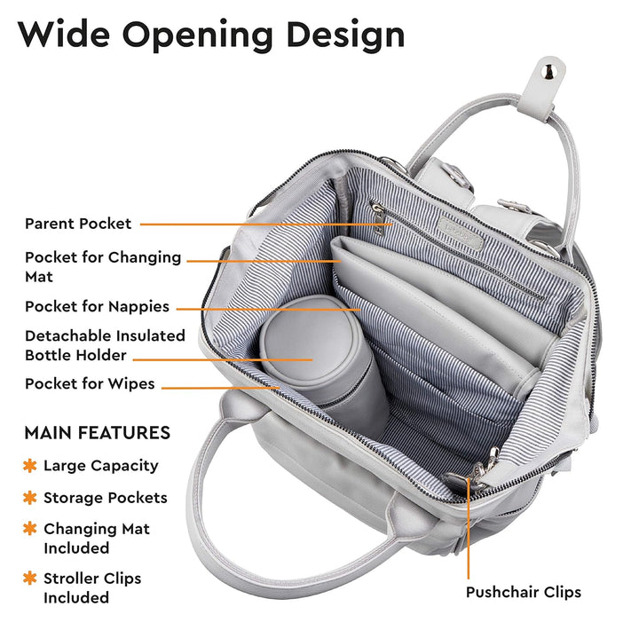 BabaBing Mani Rucksack, vegan, Taubengrau, Kunstleder Taubengraues Kunstleder, Taubengraues Kunstled