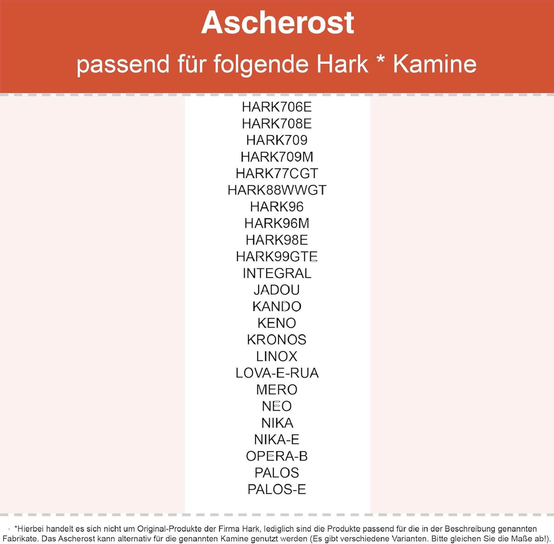 Kaminrost - Passend für Hark Kaminöfen inkl. Modellübersicht - Ascherost Kamin aus massivem Stahl -