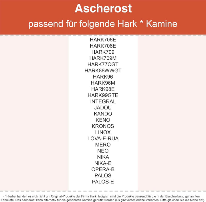 Kaminrost - Passend für Hark Kaminöfen inkl. Modellübersicht - Ascherost Kamin aus massivem Stahl -