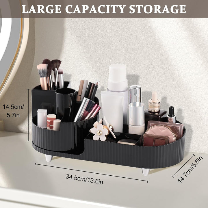 Make Up Kosmetik Organizer, Skincare Organizer Schminktisch 360° Drehbar und Fach 2-in-1, Makeup Org