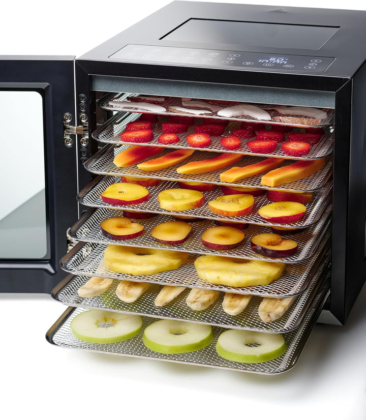 Solis VitaDrey Dörrautomat 850 W – 8 Edelstahl-Dörrgitter, Touchdisplay, 35–75 °C, 48 h Timer, Innen