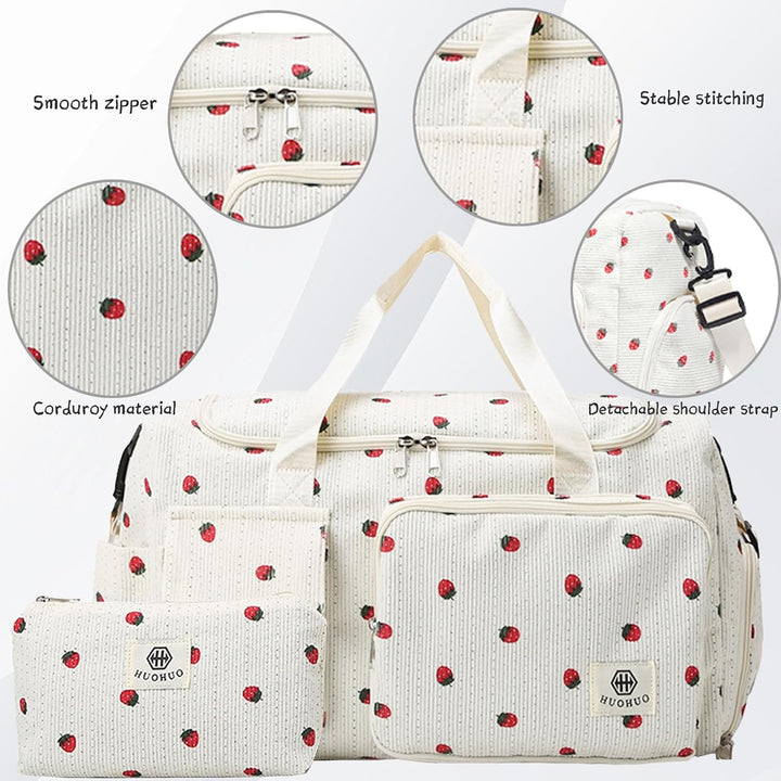 Reisetasche Damen, Sporttasche Damen mit Schuhfach, Nassfach and Kleine Geldbörse, Cord Schwimmtasch
