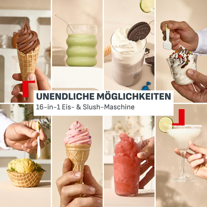 Tefal Freezi Instant Softeis- & Slushmaschine, inkl. 2 Eisbehälter, 5 Automatikprogramme, automatisc