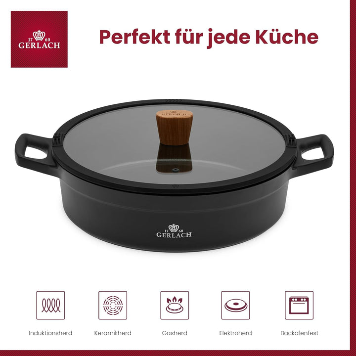 Gerlach Natur Topf Keramik-Kochtopf Induktion Induktiontopf Kochgeschirr Induktionsgeeignet 28 cm 4,