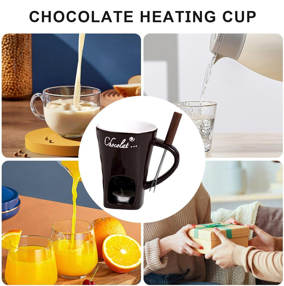 Schokoladen Fondue Becher Set | 130 Ml Teelicht Schokofondue Tasse Aus Keramik | Schoko Fondue Teeli