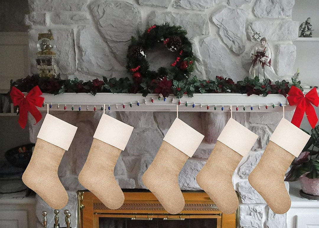 SAVITA 5 Stück Weihnachtsstrümpfe Weihnachten Kamin hängende Strümpfe für Gunst, Urlaub Party Bonbon