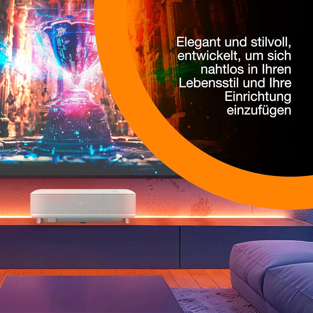 Epson Lifestudio Grand EH-LS670W, Smart-Laserprojektor, 4K PRO-UHD, Ultrakurzdistanz, Sound by Bose,