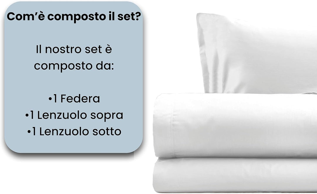 Italian Bed Linen “ Natural Color” Bettwäsche Set, Weiss/Weiss, Kleine Doppelte Weiss/Weiss Kleine D