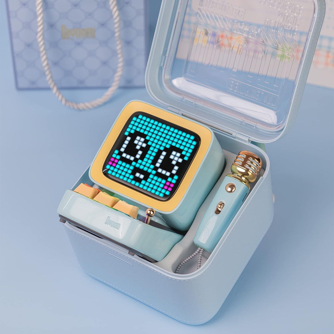 Divoom Ditoo-Mic Pixel Art LED tragbarer Bluetooth-Lautsprecher mit drahtlosem Karaoke-Mikrofon, App