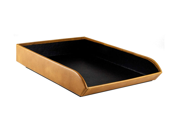 DELMON VARONE - Briefablage DIN A4 aus Premium Leder Vintage Anilin braun, Schreibtisch Organizer al