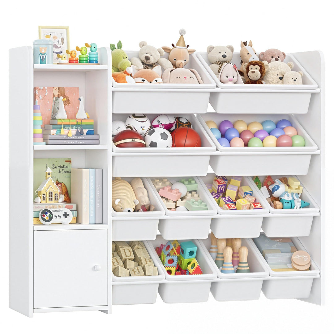 FOREHILL Kinderregal mit 12 Boxen Kinderschrank Holz Bücherregal für Kinder Aufbewahrungsbox Kinderz