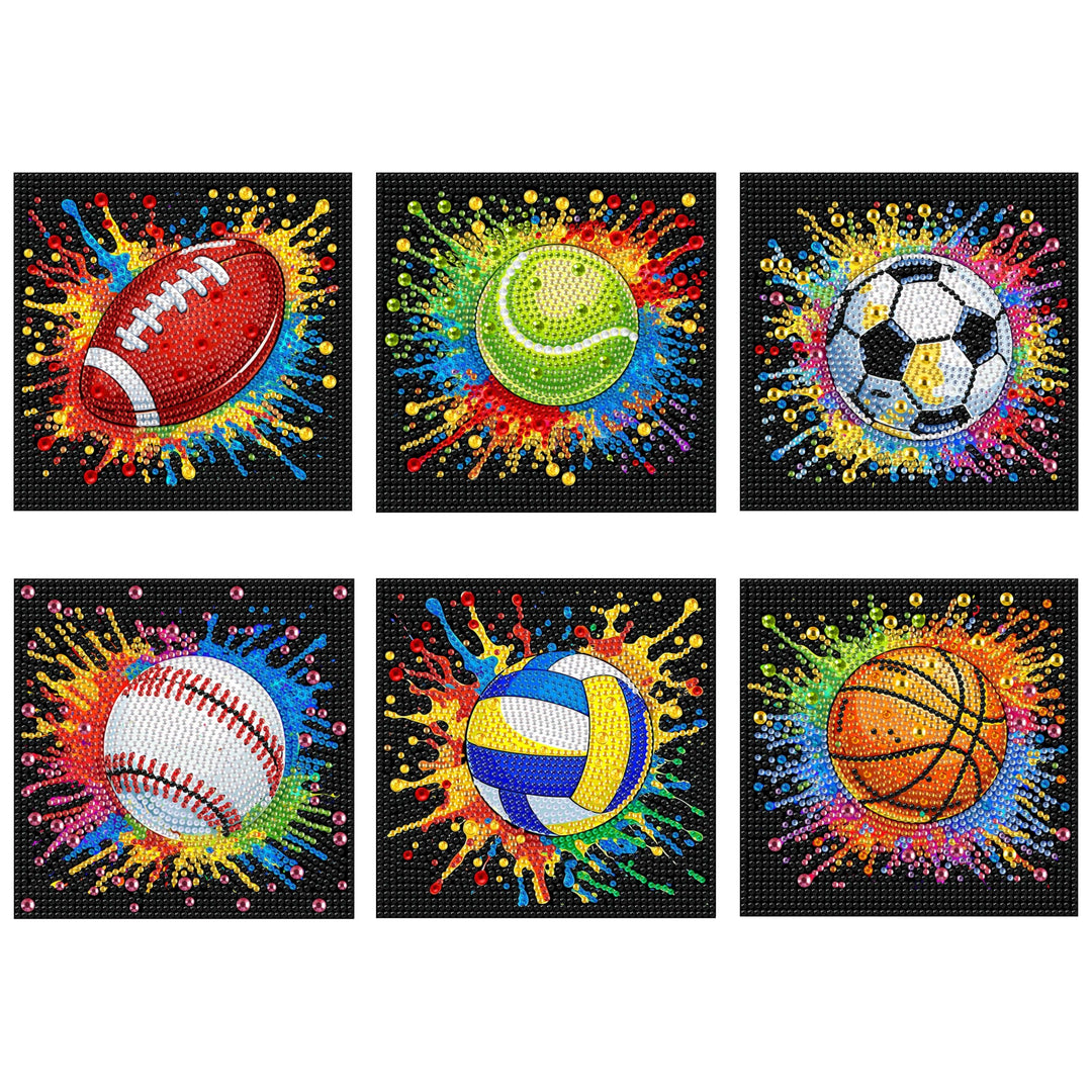 Yunruily 6er Set Diamond Painting Kinder - Fussball Diamant Painting Kinder,Diamond Painting Kind ab