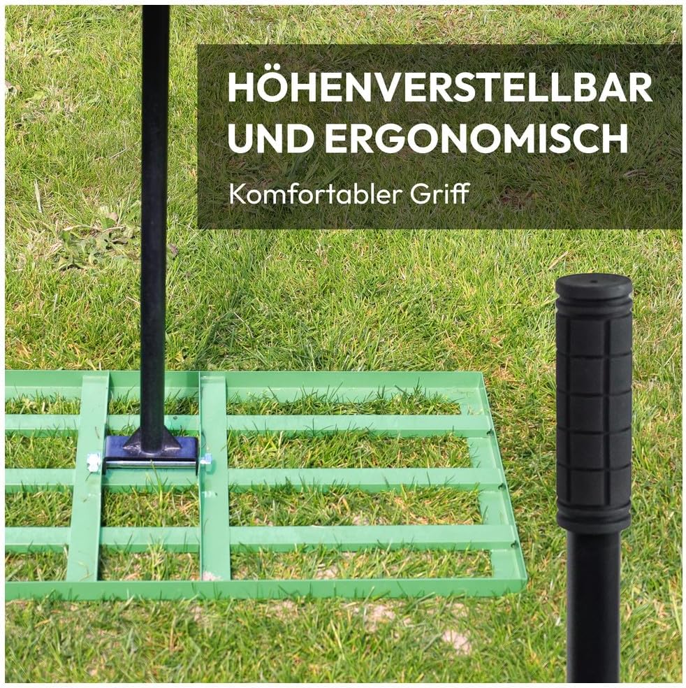 Dönges Rasenrakel 75x35 cm mit 2 Meter Stiel [für den perfekten Rasen] I Ideal zur Rasenpflege, Sand