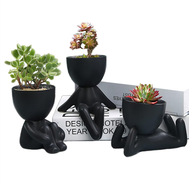 QUHUOYAO Modern Home Keramik-Figur, Blumentopf, Sukkulenten-Keramik-Übertopf für Garten, kreative Ke