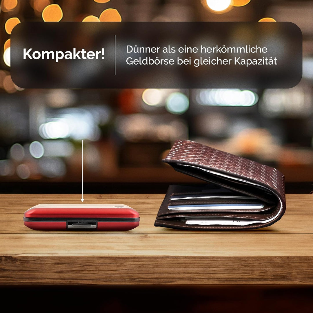 OGON Aluminium Geldbörse Smart Case V2 - Einfache Lagerung - Metallverschluss - Kartenetui mit RFID-