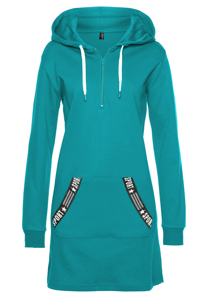 Damen Hoodie Kleid Herbst Langarm Sweatshirts Kapuzenpullover Streetwear Jumper Pullover Mini Kleide