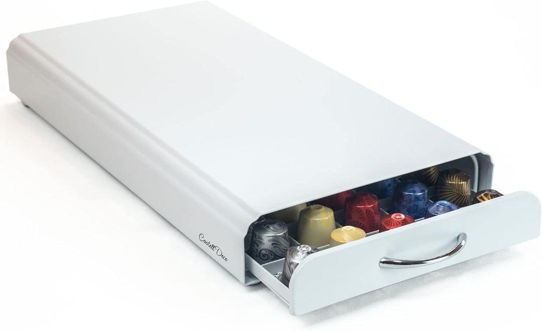 Castell Deco – Nespresso kompatible Kapsel Organizer Schublade, 100% Metall, 50 fache Kapazität, zur