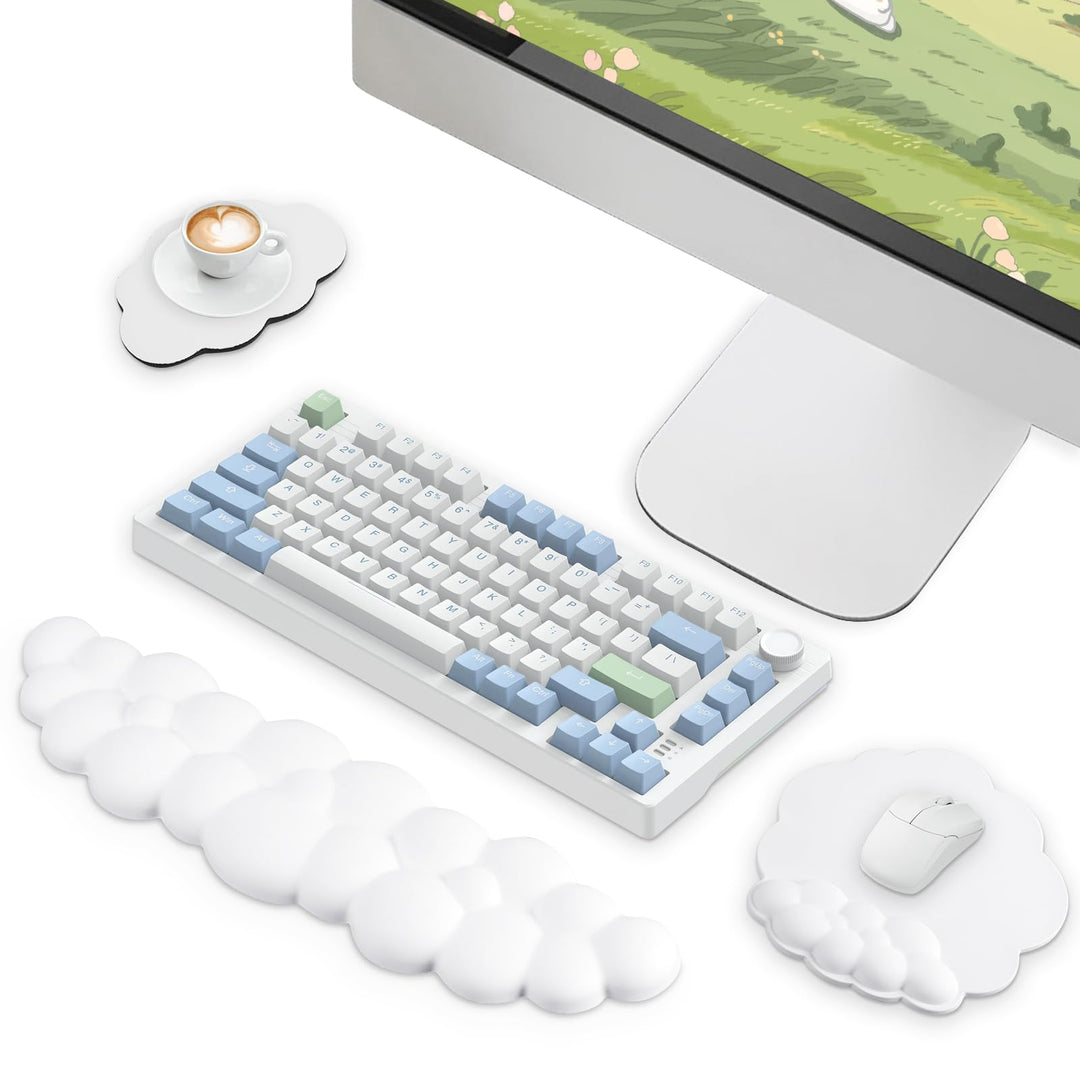 Handgelenkauflage Weiss, Ergonomisches Wolke Handauflage Tastatur Mit PU Leder Memory Schaum, Wrist